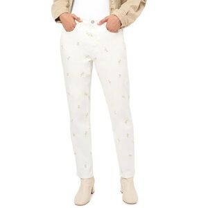 #104 Seven7 90s Women's Cream Floral Straight Leg Jeans